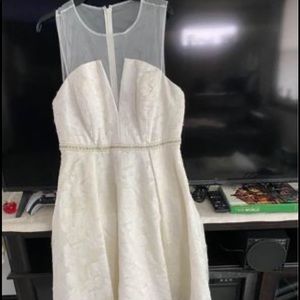 Ivory Nicole Miller tea length gown